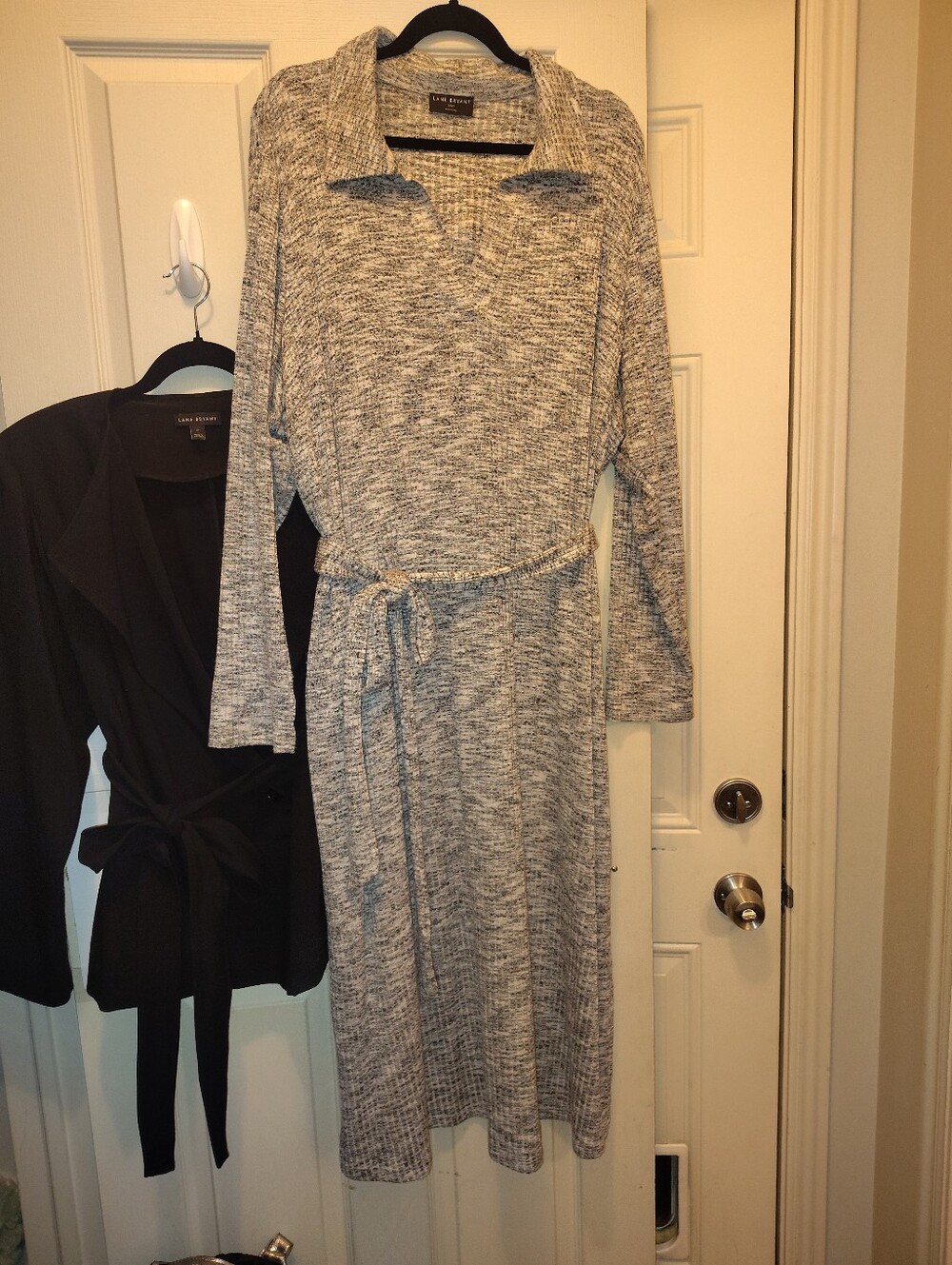 Lane Bryant Marled Gray Knit Long Sleeve Belted Dress Size 22/24